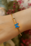 Blue Enameled Butterfly Bangle Gold Plated Adjustable Jewelry