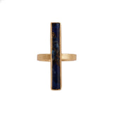 Blue Mohave Turquoise Ring Gold - Plated Vertical Bar Ring