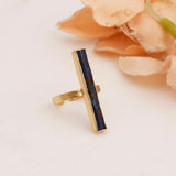 Blue Mohave Turquoise Ring Gold - Plated Vertical Bar Ring