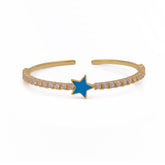 Blue Star Enamel Bangle Cubic Zircon Gemstone Bangle Gold Plated Jewelry