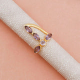 Blue Topaz Ring Dainty Gold Plated Ring, December Birthstone Ring