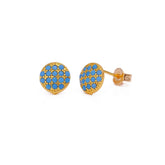 Blue Turquoise Gemstone Stud Earrings Gold Plated Jewelry For Her