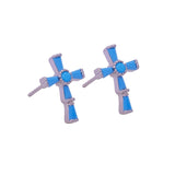 Blue Turquoise Gemstone Stud Earrings Tiny Aesthetic Christian Jewelry Silver Plated Jewelry