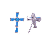 Blue Turquoise Gemstone Stud Earrings Tiny Aesthetic Christian Jewelry Silver Plated Jewelry