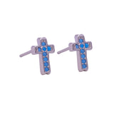 Blue Turquoise Gemstone Stud Earrings Tiny Christian Jewelry Silver Plated Jewelry