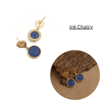 Boho Hammered Gold Plated & Gemstone White Moonstone Drop Earrings CE - 1038
