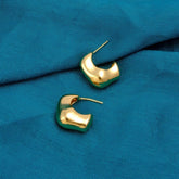 Bold Abstract Sculptural Chunky Gold Plated Hoop Earrings