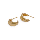 Bold Bamboo-Inspired Chunky Textured Gold Plated Hoop Earrings