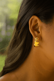Bold Bamboo-Inspired Chunky Textured Gold Plated Hoop Earrings
