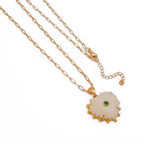Carving Pendants Ivory with CZ Carved Gemstone Necklace, Birthstone Jewelry 5286