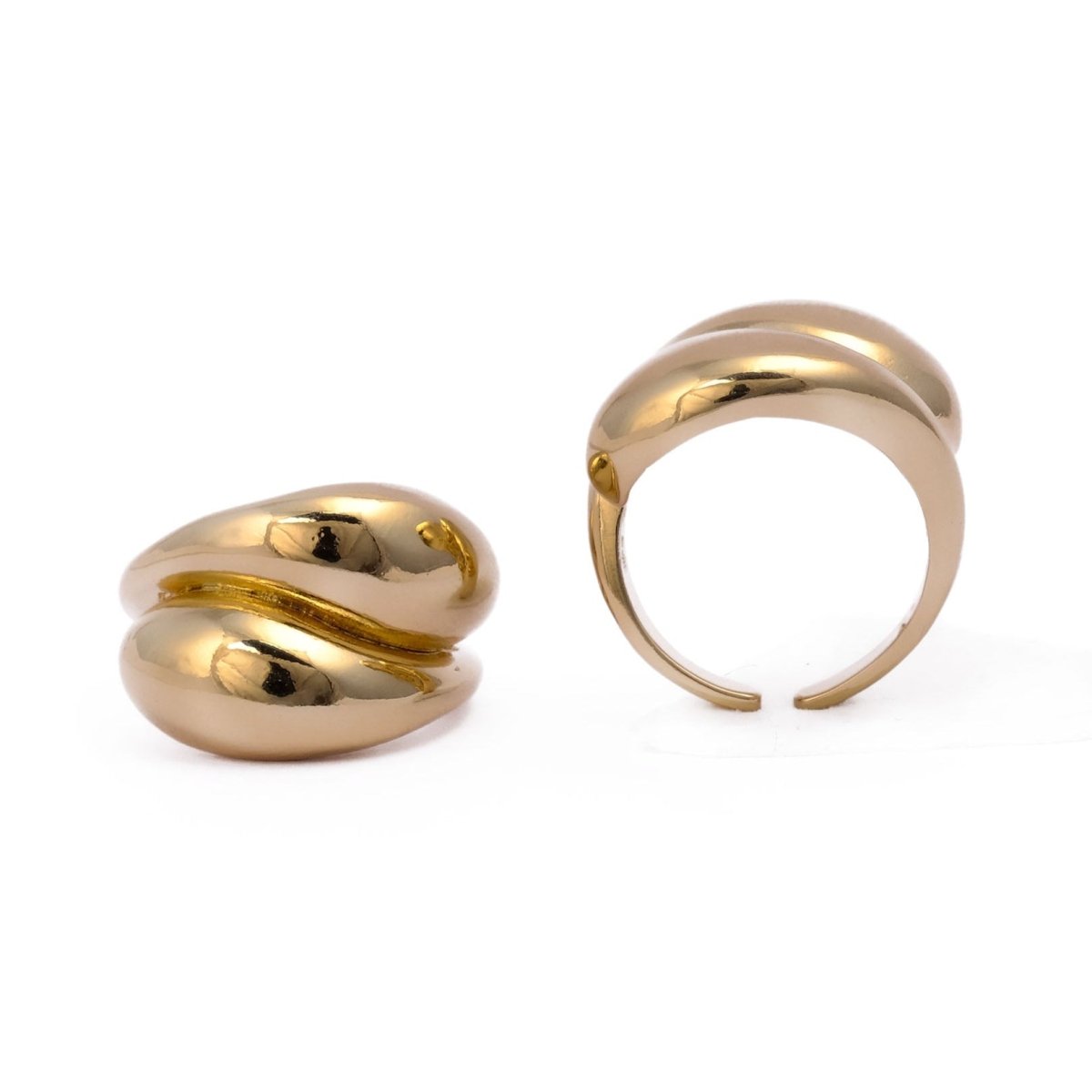 Chunky Gold Dome Ring: Bold Geometric Brass Statement Jewelry