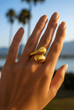 Chunky Gold Dome Ring: Bold Geometric Brass Statement Jewelry