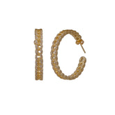 Classic Gold Plated Statement Chain Link Hoops Earrings