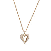 Classic Hollow Heart Pendant Elegant Cut - Out Heart Pendant Necklace Gold Plated Jewelry For Her