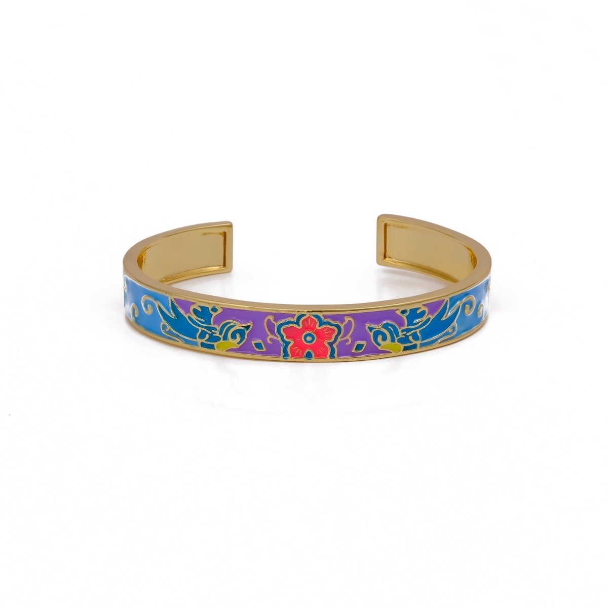 Colorful Enamel Bangle Handmade Adjustable Bangle Gold Plated Jewelry