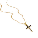 Cross Necklace Black Onyx Pear Shape Gemstone Gold Plated Pendant