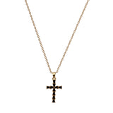 Cross Necklace Black Onyx Pear Shape Gemstone Gold Plated Pendant