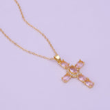 Cross Necklace Gold Plated Religious Cross Charm Unisex Women Men Necklace Pray Christian Faith Pendant