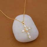 Cross Necklace Gold Plated Religious Cross Charm Unisex Women Men Necklace Pray Christian Faith Pendant