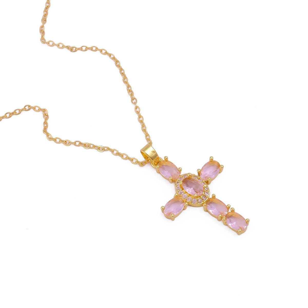Cross Necklace Gold Plated Religious Cross Charm Unisex Women Men Necklace Pray Christian Faith Pendant