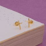 Cross Stud Earrings Minimal Dainty Gold Plated Cross Earrings for Everyday Wear
