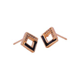 Cube Enamel and Cubic Zircon Gemstone Stud Earrings Gold Plated Jewelry