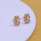 Cubic Zircon and Black Onyx Gemstone Stud Earrings Gold Plated Peacock Jewelry