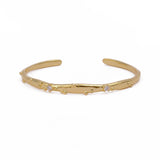 Cubic Zircon Bangle Aesthetic Open Cuff Bangle Adjustable Gold Plated Jewelry