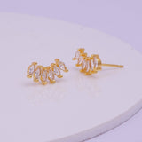 Cubic Zircon Climber Stud Earrings Tiny Aesthetic Earrings Gold Plated Jewelry