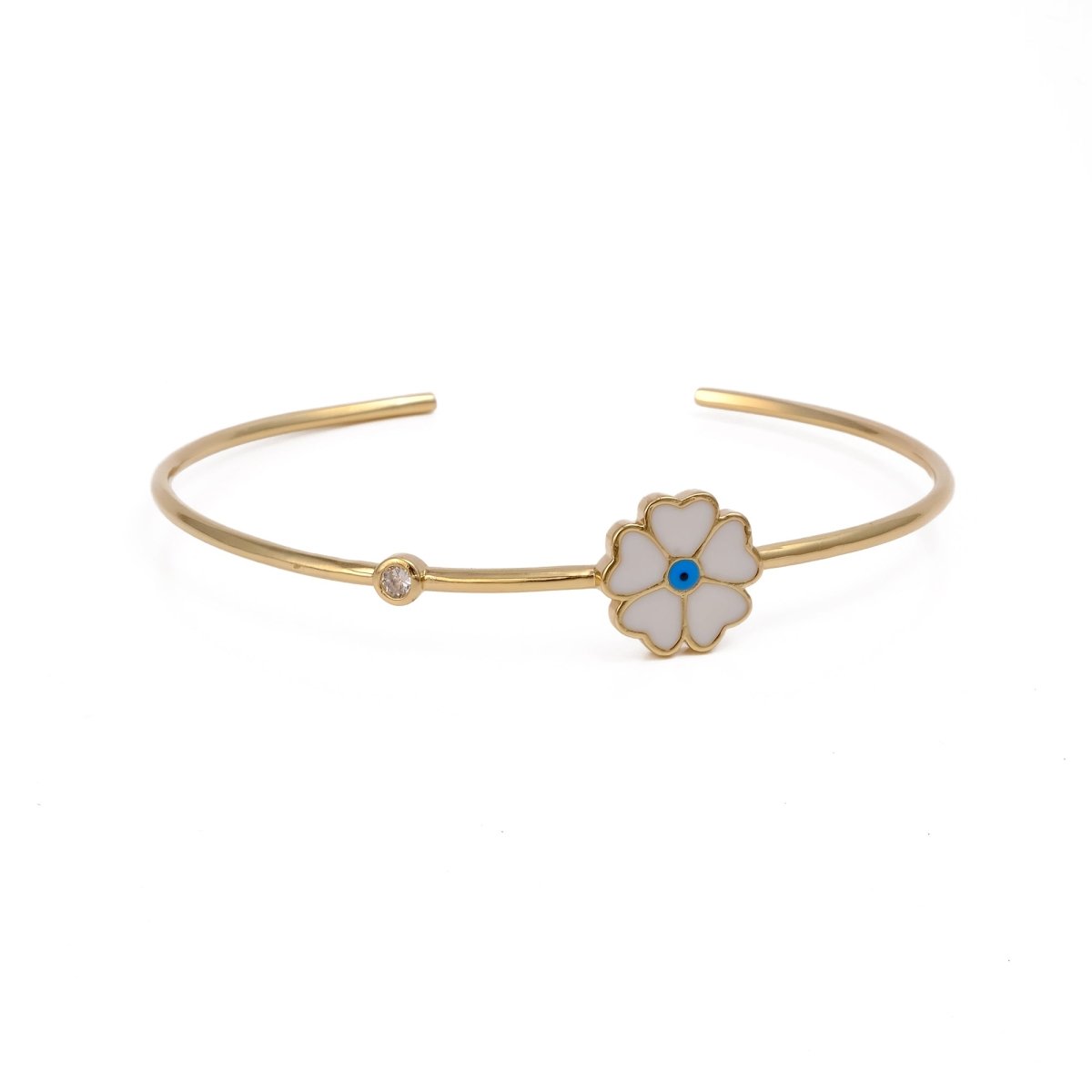 Cubic Zircon Gemstone Bangle Evil Eye flower Bangle Gold Plated Jewelry