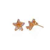 Cubic Zircon Gemstone Earrings Baguette Star Stud Earrings Gold Plated Jewelry For Her
