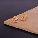Cubic Zircon Gemstone Earrings Baguette Star Stud Earrings Gold Plated Jewelry For Her