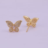 Cubic Zircon Gemstone Earrings Elegant Butterfly Stud Earrings Gold Plated Jewelry