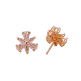 Cubic Zircon Gemstone Earrings Elegant Floral Stud Earrings Gold Plated Jewelry