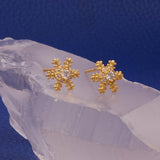 Cubic Zircon Gemstone Earrings Elegant Snowflake Stud Earrings Gold Plated Jewelry