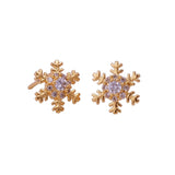 Cubic Zircon Gemstone Earrings Elegant Snowflake Stud Earrings Gold Plated Jewelry