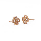 Cubic Zircon Gemstone Earrings Four - Leaf Clover Stud Earrings Gold Plated Jewelry