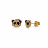 Cubic Zircon Gemstone Jewelry Panda Face Earrings Gold Plated Stud Earrings For Kids