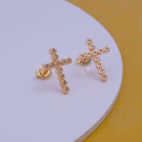 Cubic Zircon Gemstone Stud Earrings Aesthetic Dotted Christian Jewelry Gold Plated Jewelry