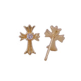 Cubic Zircon Gemstone Stud Earrings Cute Tiny Gold Plated Earrings For Her