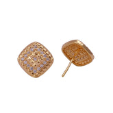 Cubic Zircon Gemstone Stud Earrings Elegant Gold Plated Jewelry For Her