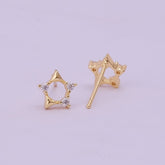 Cubic Zircon Gemstone Stud Earrings Elegant Star Shape Earrings Gold Plated Jewelry