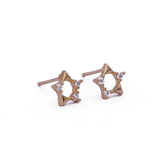 Cubic Zircon Gemstone Stud Earrings Elegant Star Shape Earrings Gold Plated Jewelry
