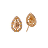 Cubic Zircon Gemstone Stud Earrings Oval Studs Gold Plated Jewelry For Her