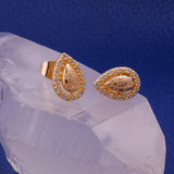 Cubic Zircon Gemstone Stud Earrings Oval Studs Gold Plated Jewelry For Her