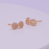Cubic Zircon Gemstone Stud Earrings Tiny Bow Earrings Gold Plated Jewelry