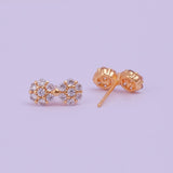 Cubic Zircon Gemstone Stud Earrings Tiny Bow Earrings Gold Plated Jewelry
