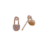 Cubic Zircon Gemstone Stud Earrings Tiny Pin Gold Plated Jewelry