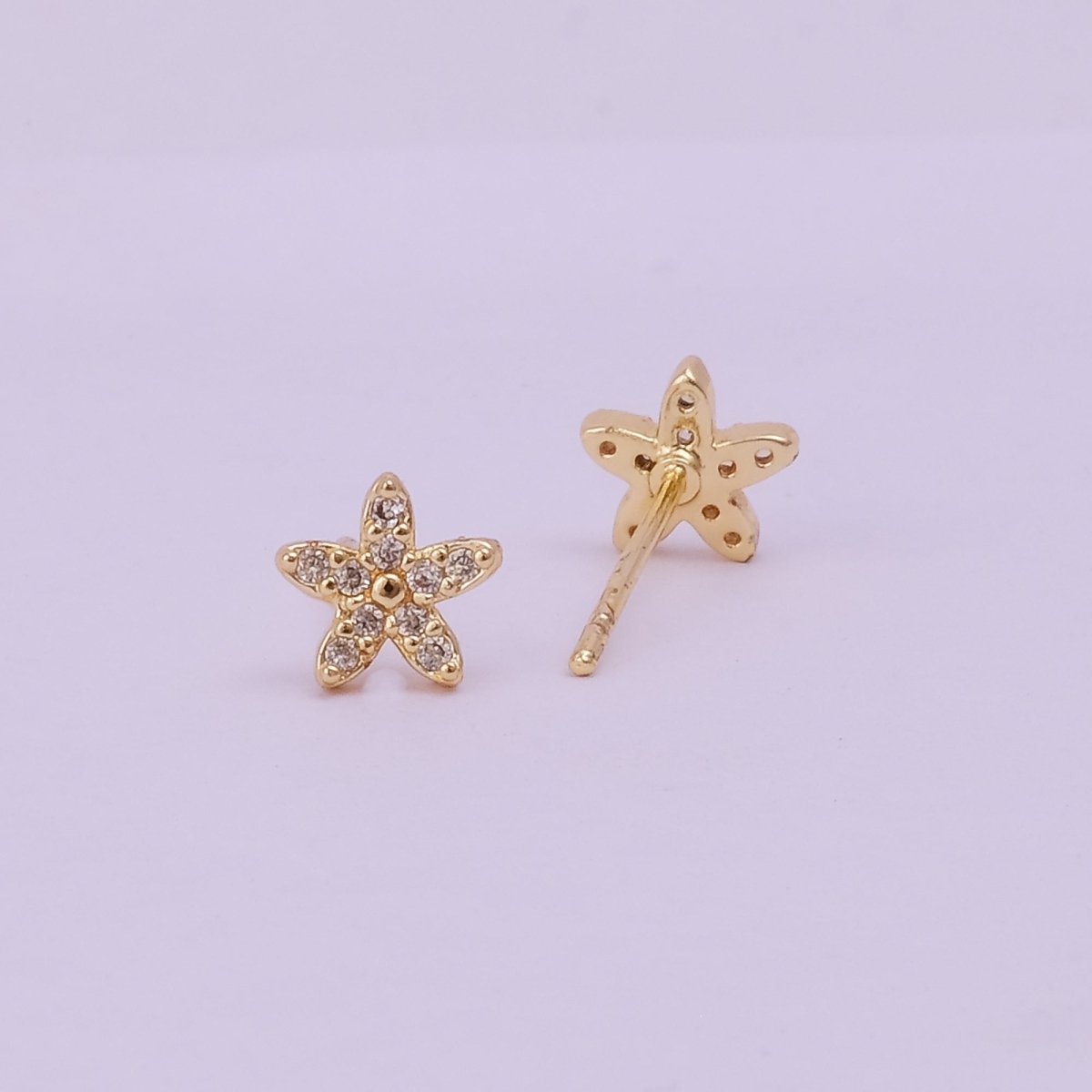 Cubic Zircon Gemstone studs Gold Plated Star Shappe Tiny Earrings For Her