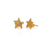 Cubic Zircon Gemstone Studs Gold Plated Starfish Stud Earrings For Kids